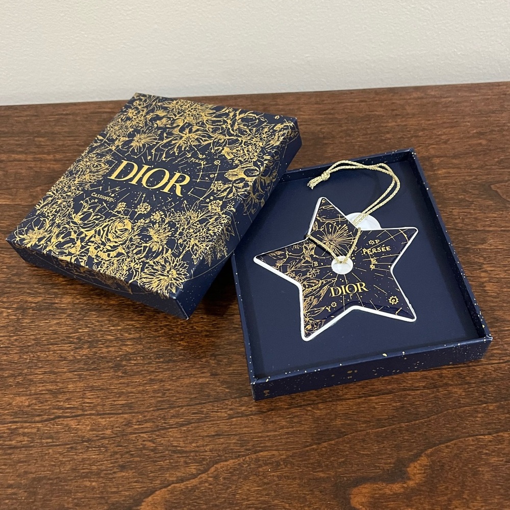 DIOR Blue and Gold Ceramic Star Ornament with Decorative Box - Picture 5 of 6